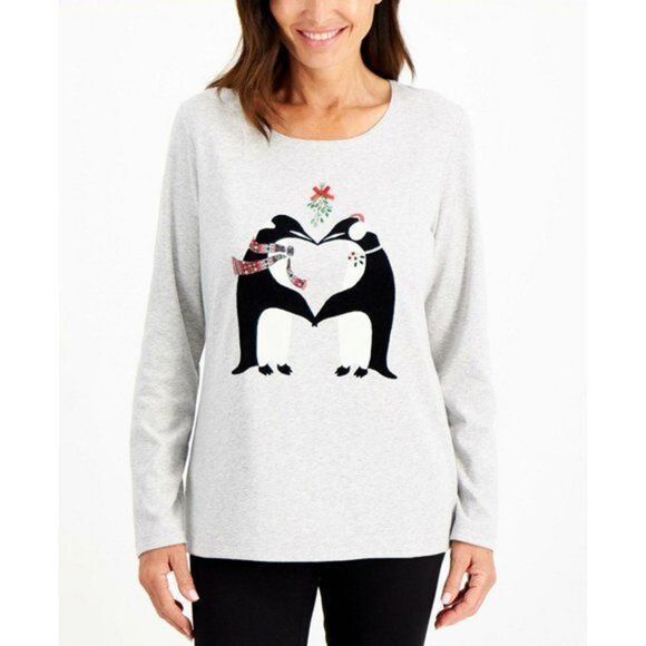 Karen Scott Festive Print Top - Picture 1 of 2